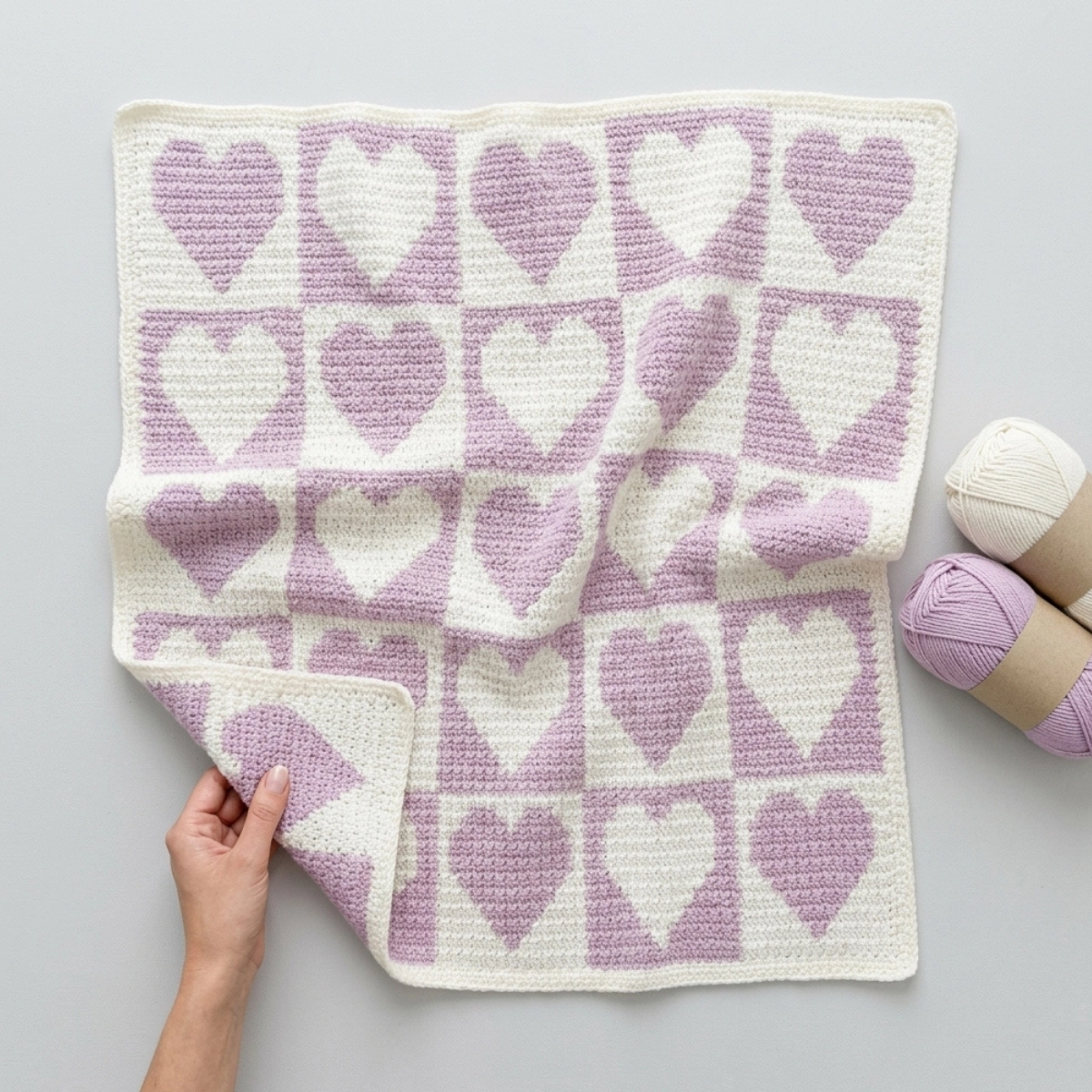 Crochet Inverse Hearts Baby Blanket
